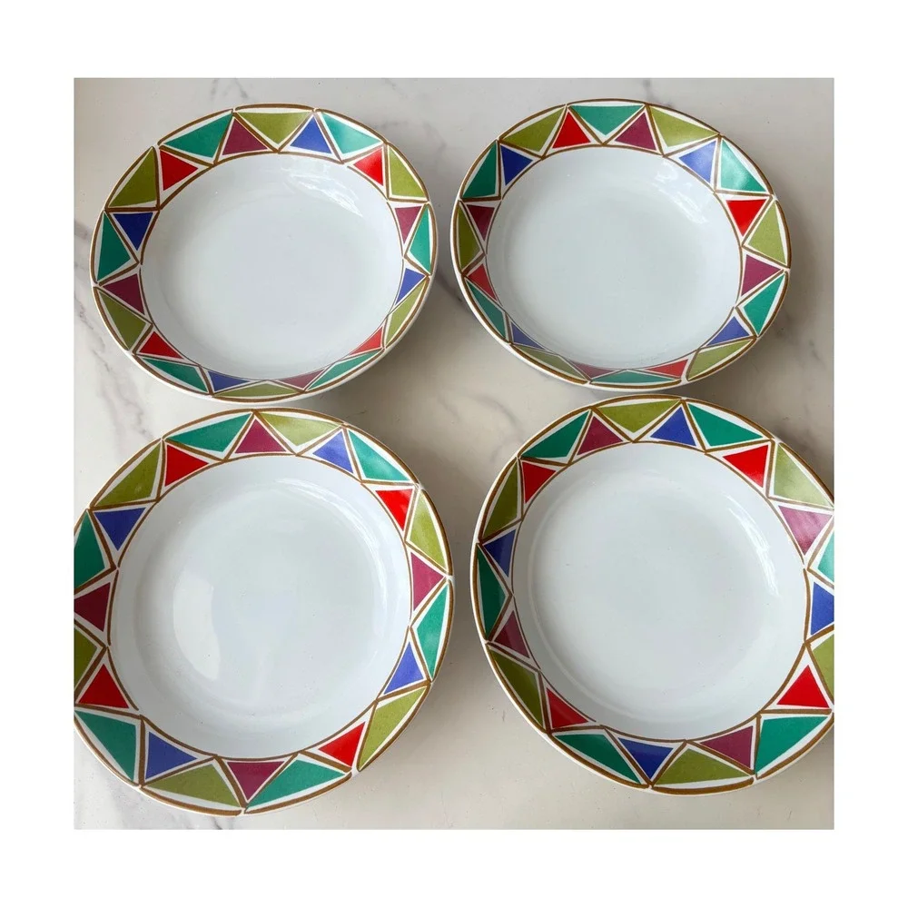 Bob Mackie Home Sakura Happy Angel Stoneware‎ Soup Pasta Bowls 4 Pc Multicolor